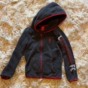 Liverpool FC Kids dark gray fleece Hoodie with Red Trim 5-6Y